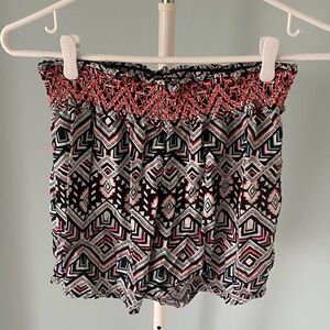 Tribal Print Smocked Waist Shorts